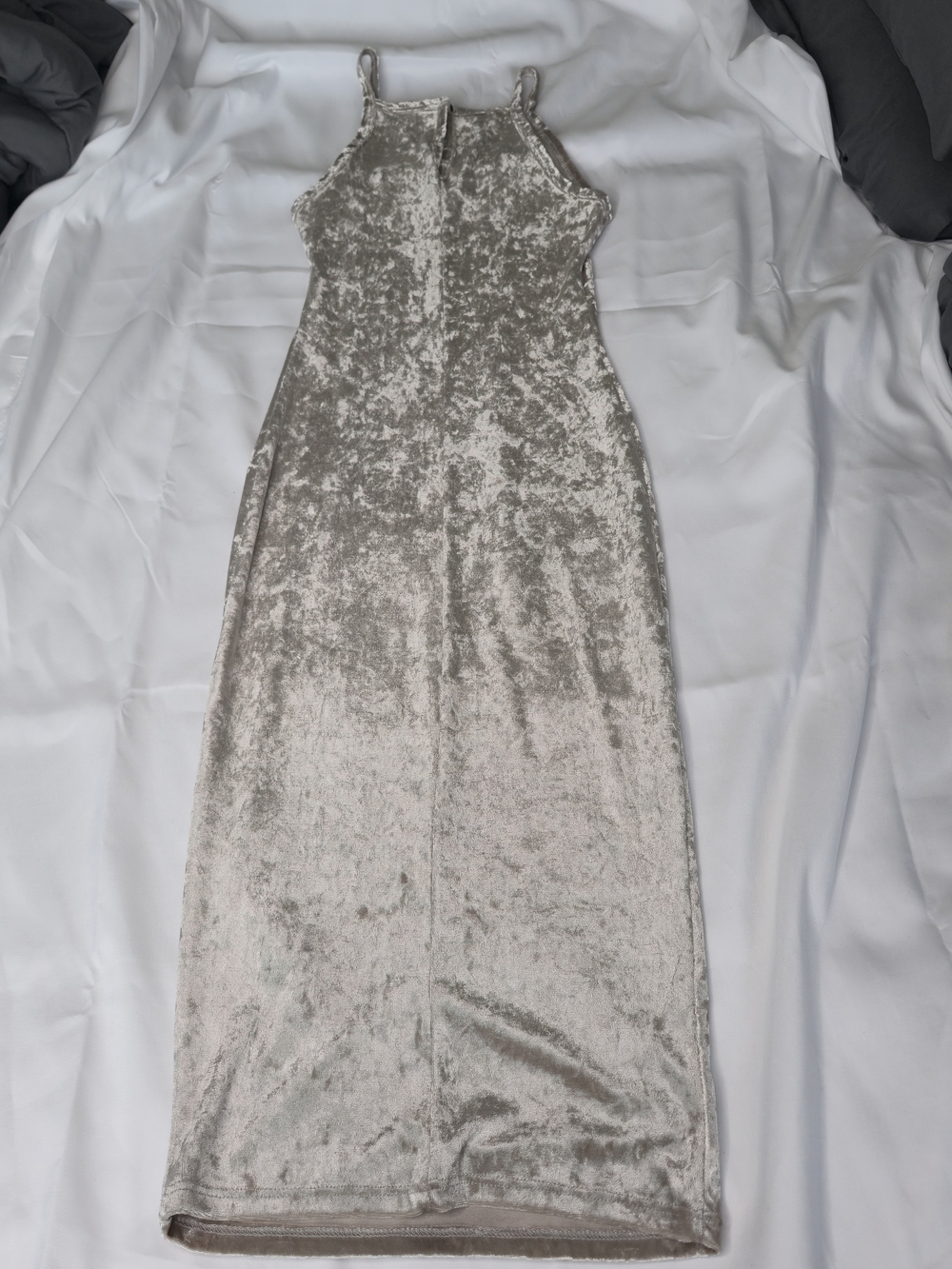 Joe & Elle Champagne Crushed Velvet Maxi Dress NWOT Size XS Made in USA